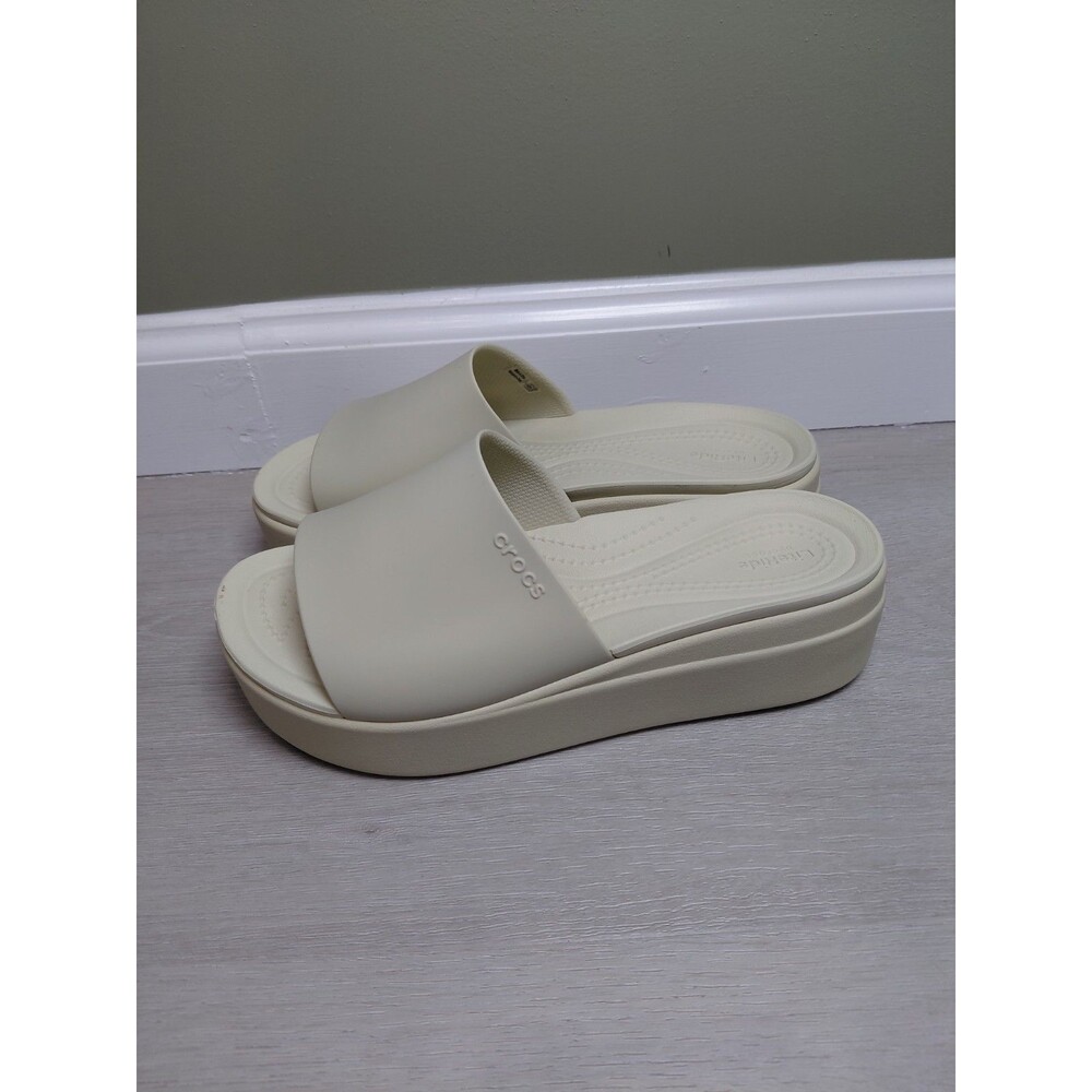 Crocs Brooklyn Women's Platform Comfort Slide Sandal Bone Cream - Womens Sz 8